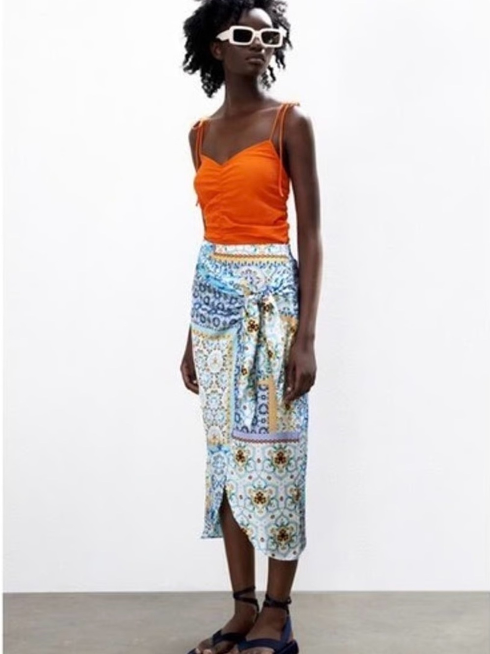 ZARA Printed Knotted Skirt